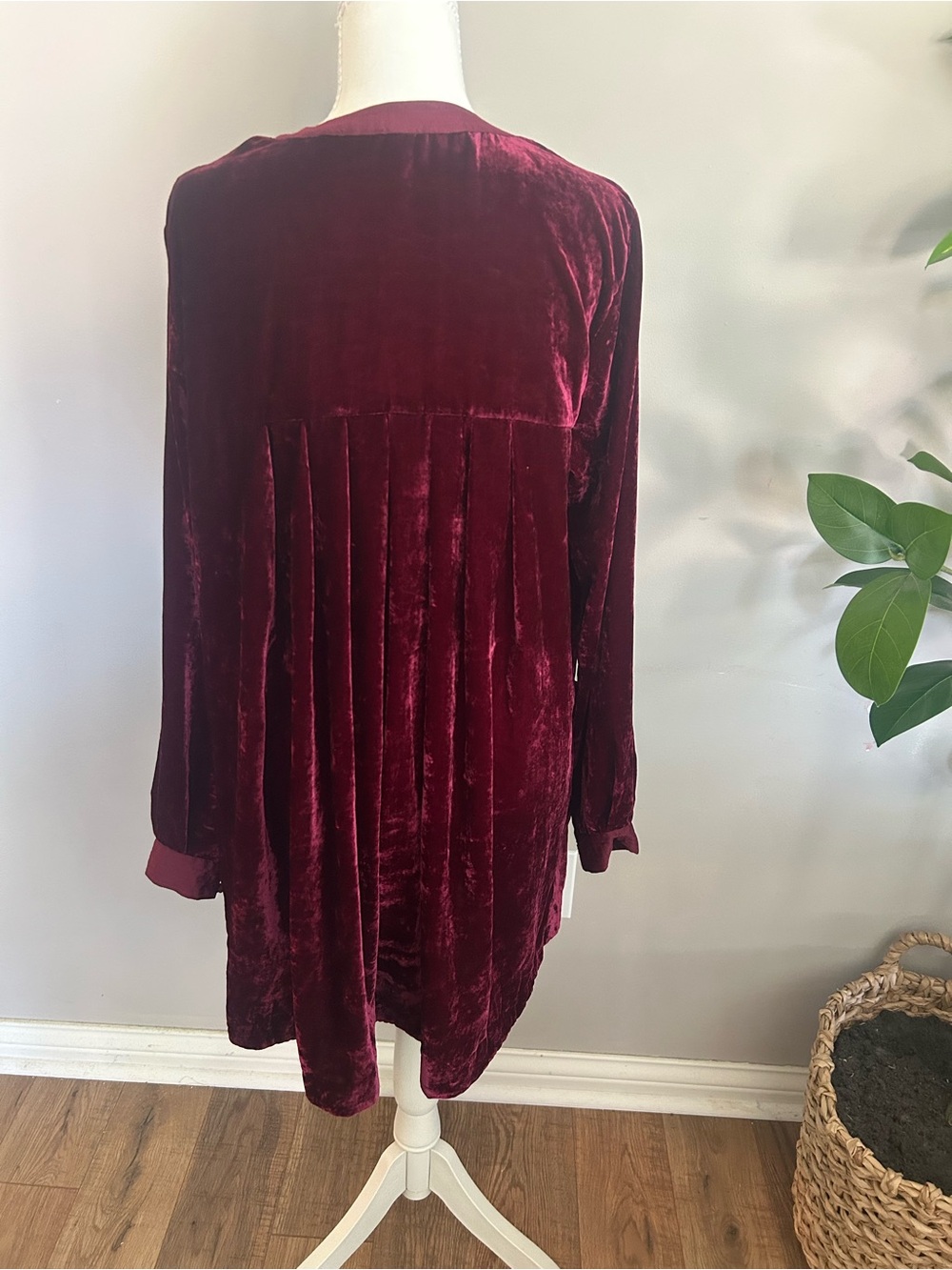 Free People Choose Me Velvet Mini Dress in Burgundy - Picture 8 of 12
